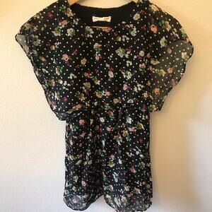 Rachel & Chloe Black Polka Dot Floral Dress